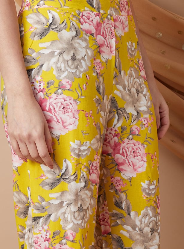 MELANGE Floral Print A-line Kurta Set