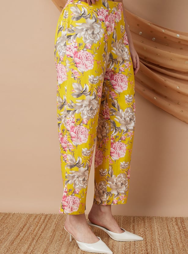MELANGE Floral Print A-line Kurta Set