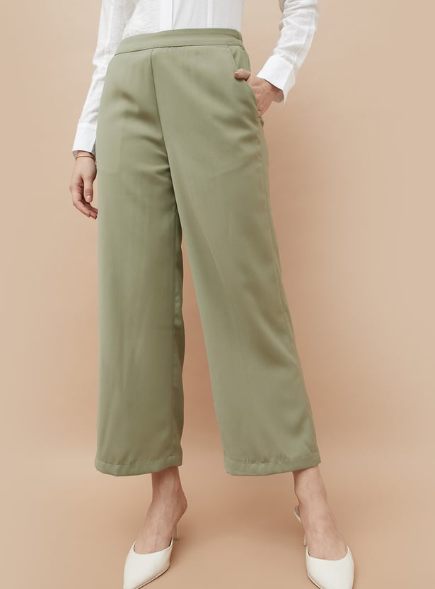 CODE Solid Wide Leg Trousers