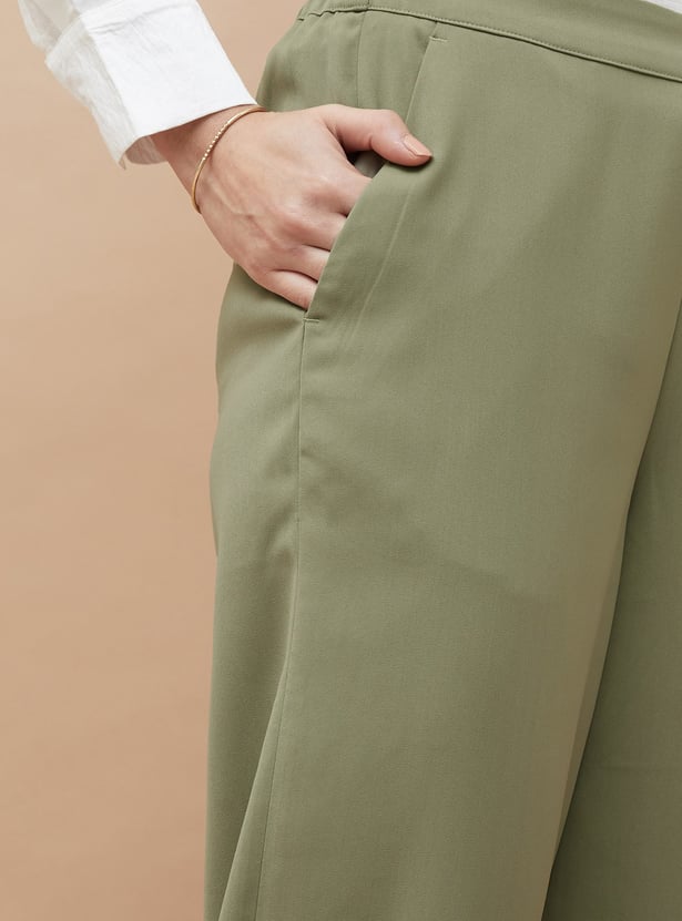 CODE Solid Wide Leg Trousers