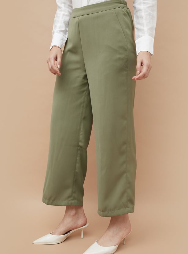 CODE Solid Wide Leg Trousers