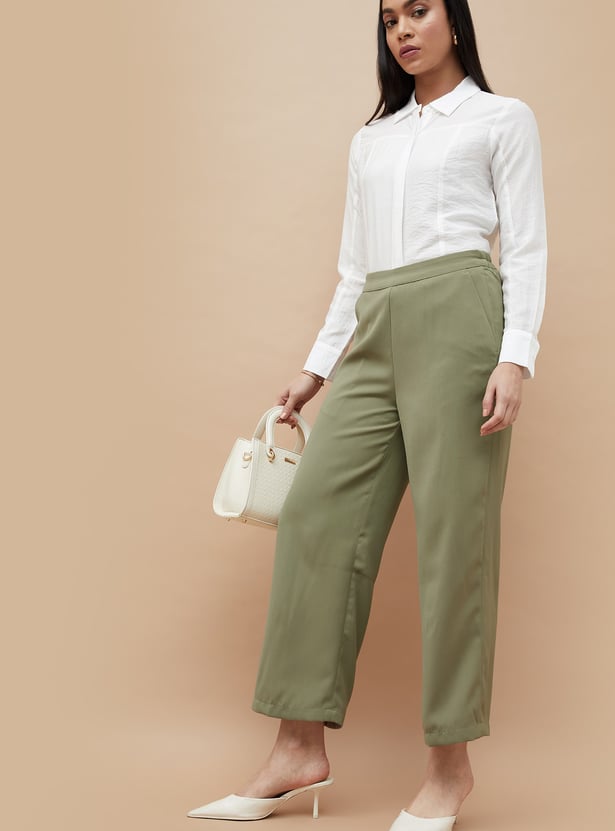 CODE Solid Wide Leg Trousers