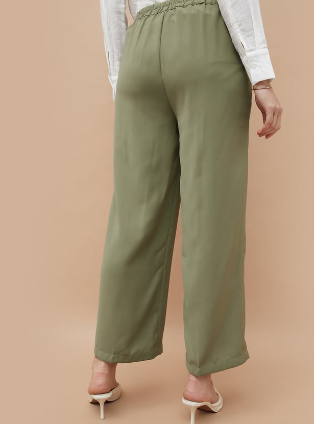CODE Solid Wide Leg Trousers