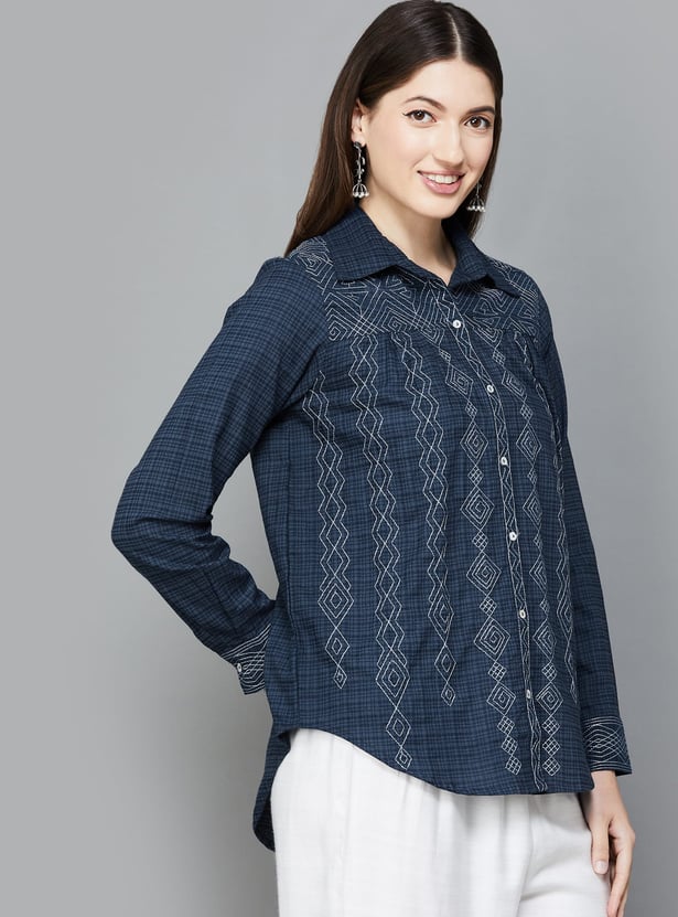 BIBA Embroidered Shirt Style Top