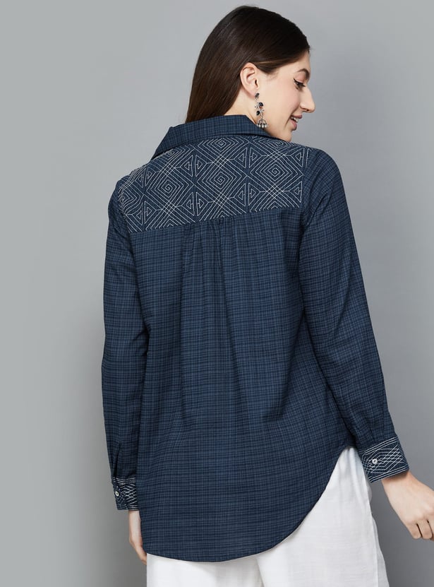 BIBA Embroidered Shirt Style Top