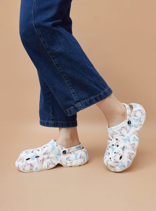 GINGER Butterfly Print Clogs