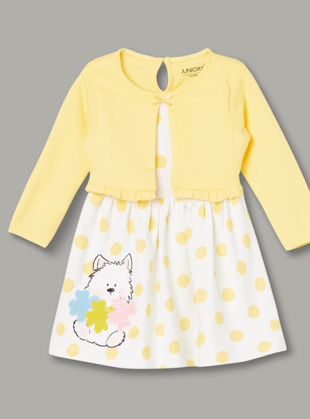 JUNIORS Girls Polka Print A-Line Dress