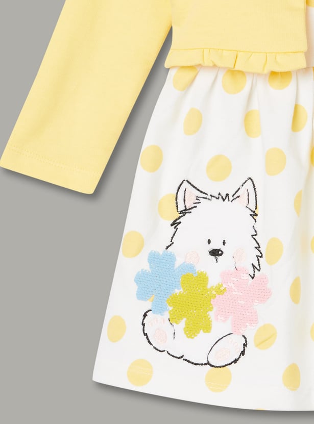 JUNIORS Girls Polka Print A-Line Dress