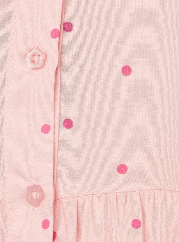JUNIORS Girls Polka Dot Print A-line Dress