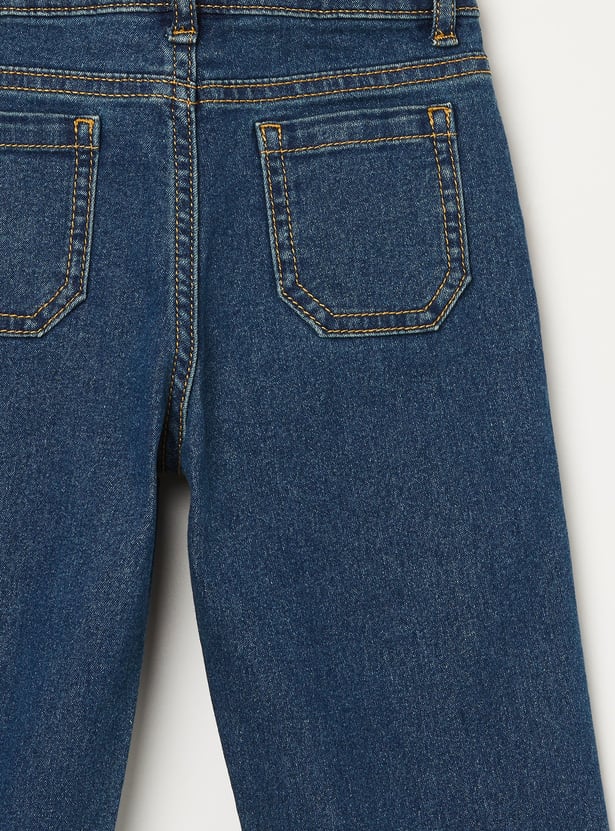 JUNIORS Girls Embroidered Regular Fit Jeans