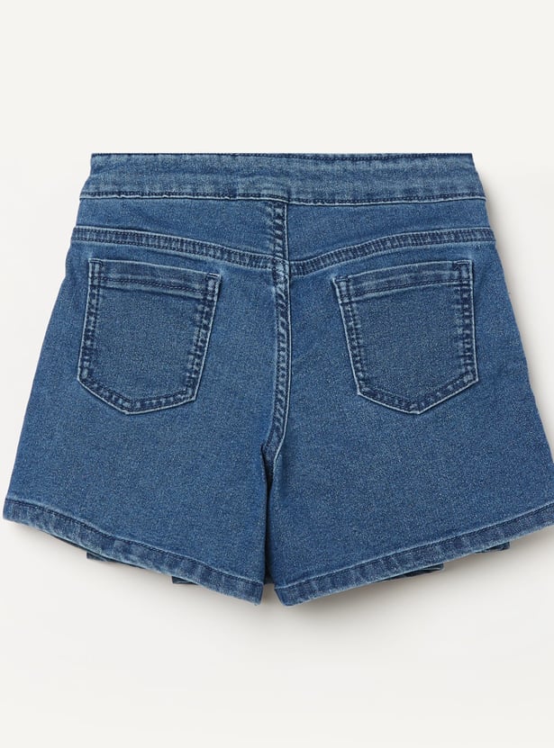 FAME FOREVER Girls Washed Denim Skorts
