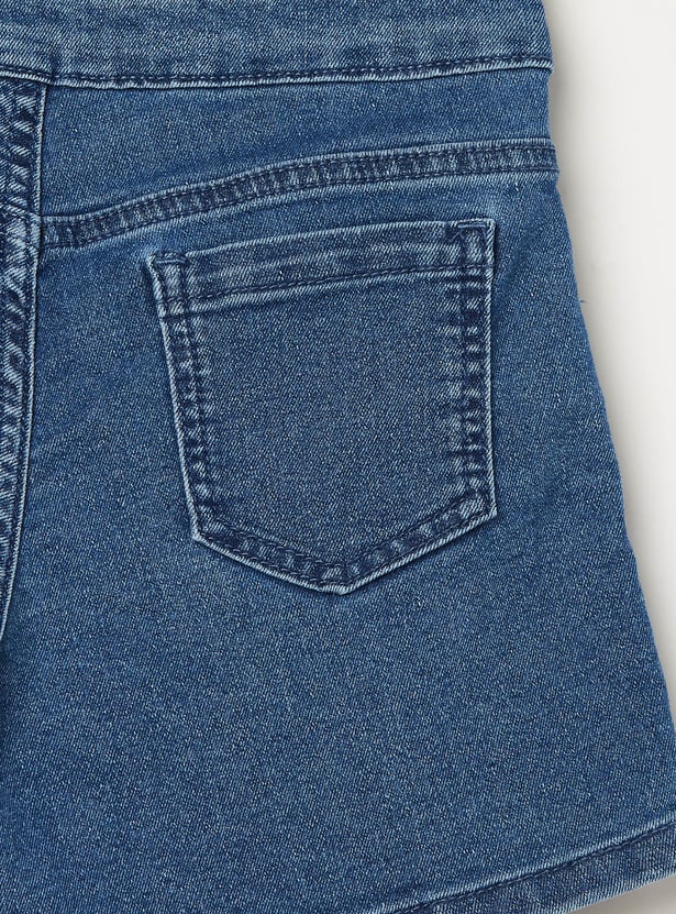 FAME FOREVER Girls Washed Denim Skorts