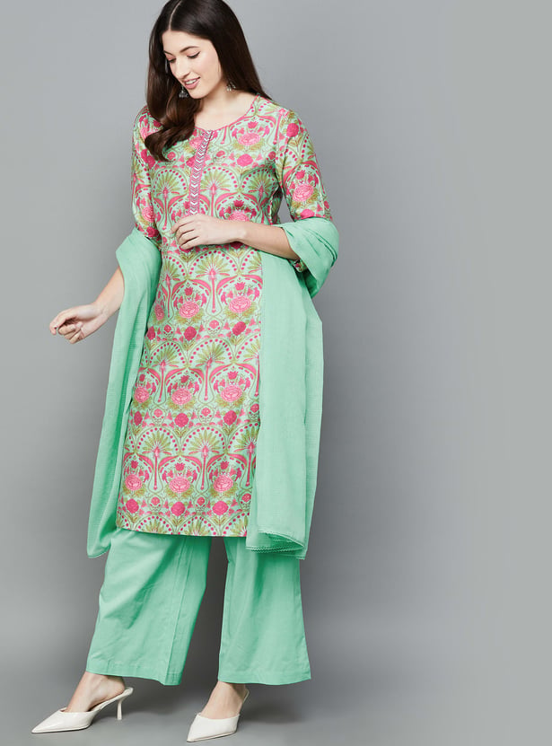 BIBA Floral Printed Straight Kurta Set