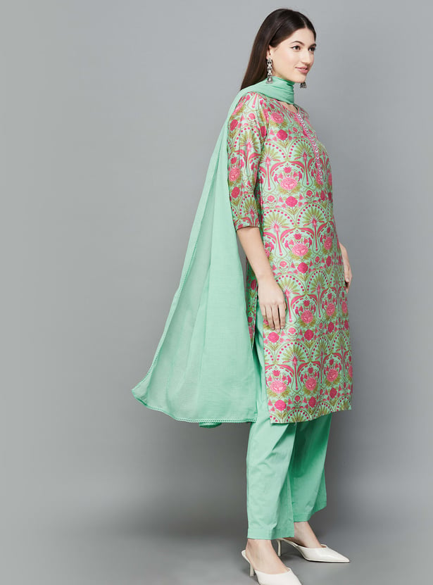 BIBA Floral Printed Straight Kurta Set