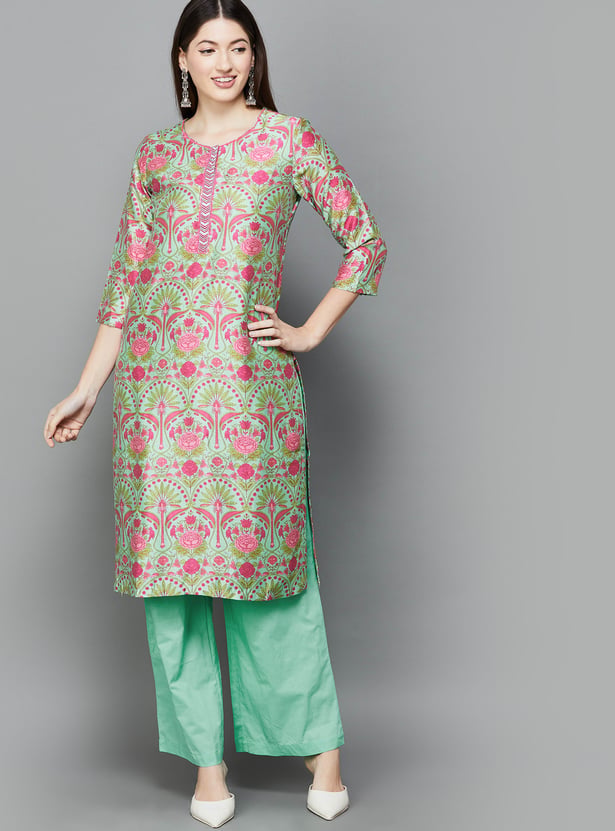 BIBA Floral Printed Straight Kurta Set