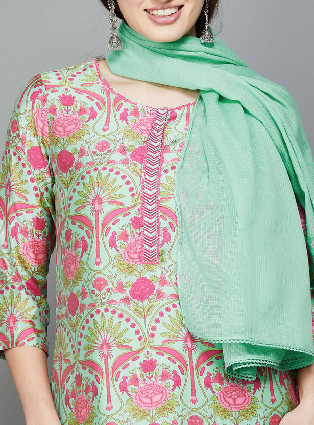 BIBA Floral Printed Straight Kurta Set