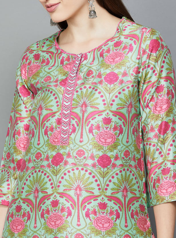 BIBA Floral Printed Straight Kurta Set