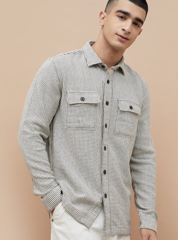 DENIMIZE Patterned Shacket