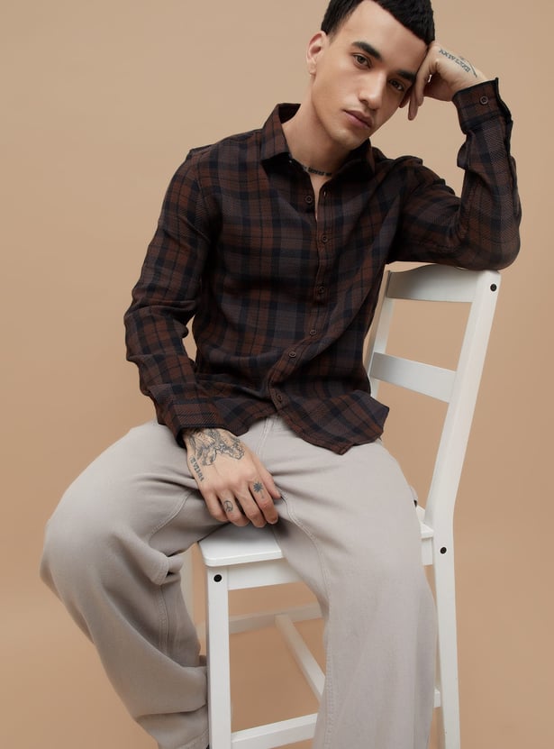 FAME FOREVER Checked Regular Fit Casual Shirt