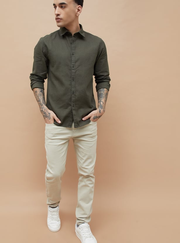 DENIMIZE Textured Regular Fit Shirt