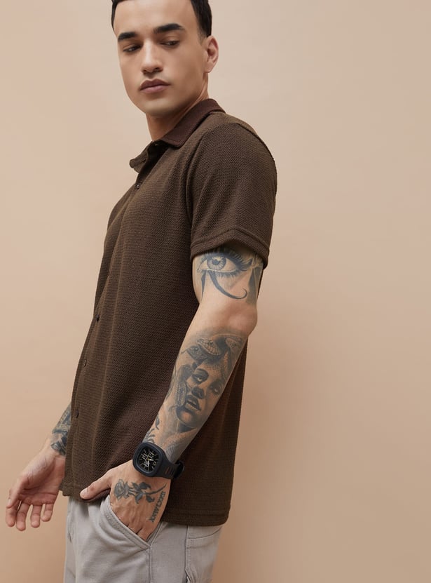 DENIMIZE Textured Regular Fit Shirt