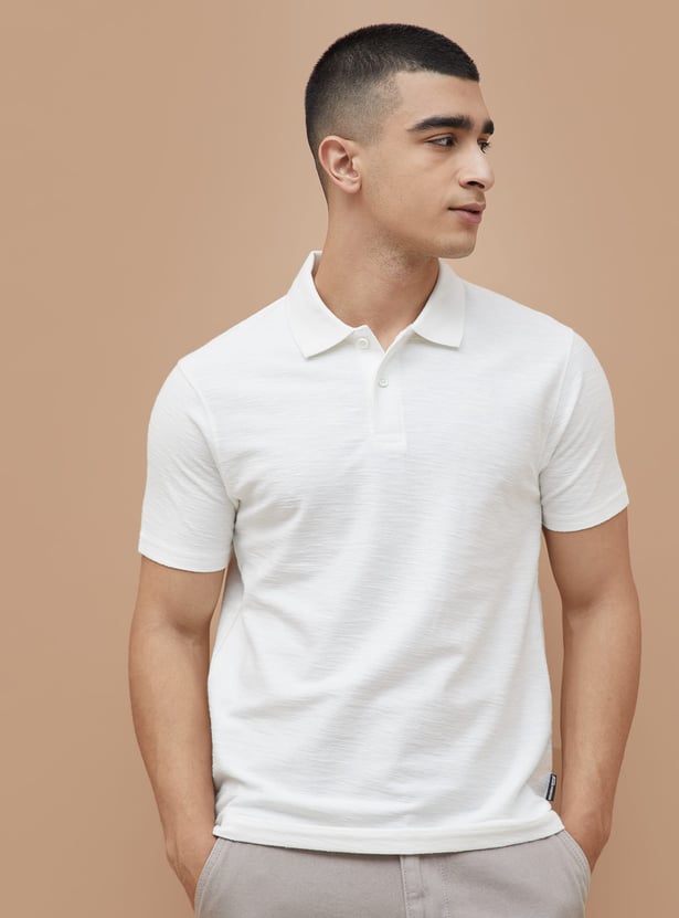 DENIMIZE Textured Polo T-shirt