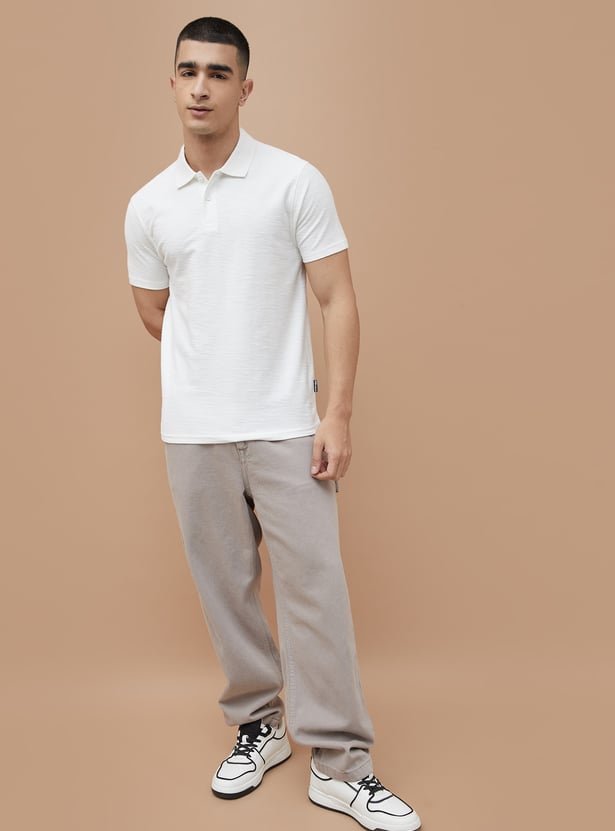 DENIMIZE Textured Polo T-shirt