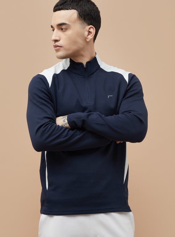 FAME FOREVER ACTIVE Contrast Panelled Mock Collar Sweatshirt