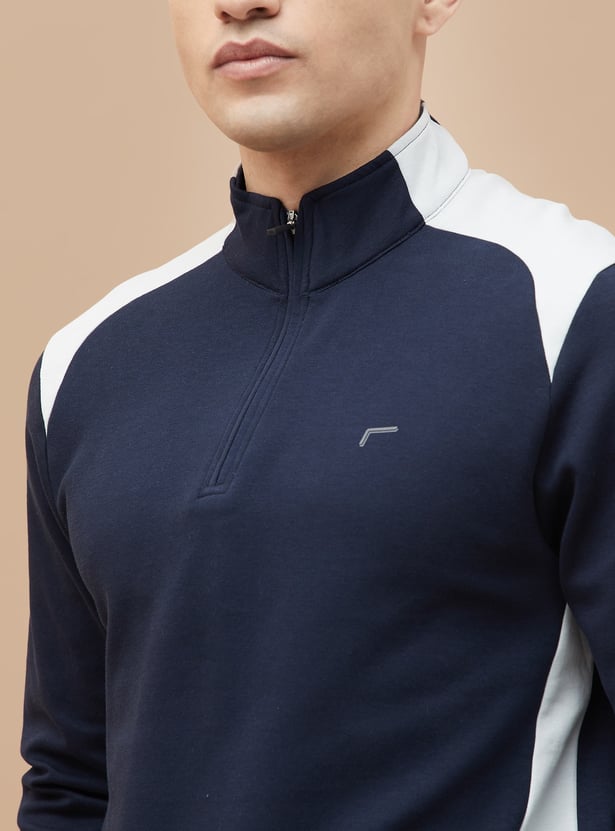 FAME FOREVER ACTIVE Contrast Panelled Mock Collar Sweatshirt