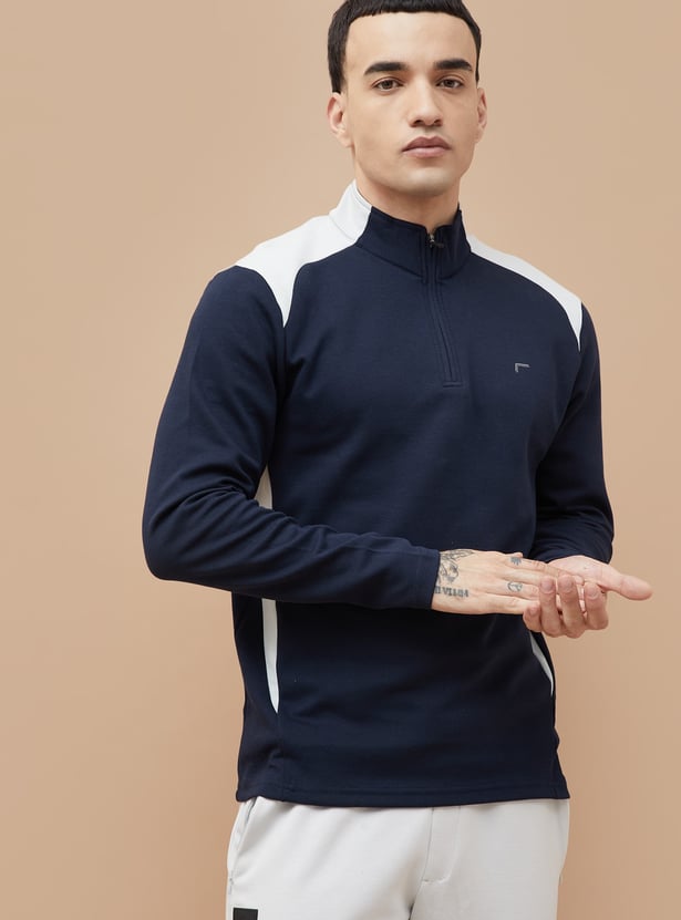 FAME FOREVER ACTIVE Contrast Panelled Mock Collar Sweatshirt