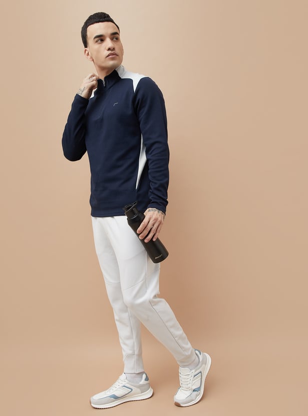 FAME FOREVER ACTIVE Contrast Panelled Mock Collar Sweatshirt