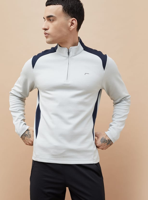 FAME FOREVER ACTIVE Contrast Panelled Mock Collar Sweatshirt