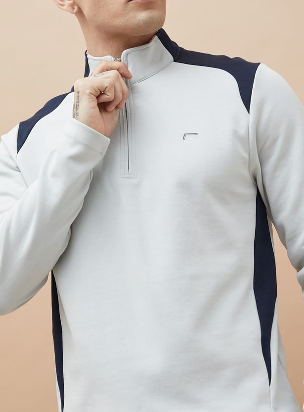 FAME FOREVER ACTIVE Contrast Panelled Mock Collar Sweatshirt