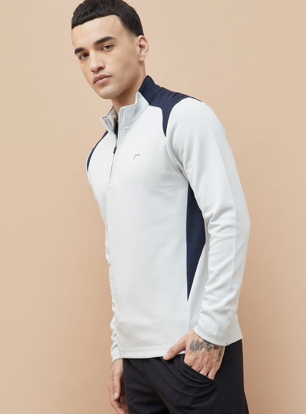 FAME FOREVER ACTIVE Contrast Panelled Mock Collar Sweatshirt