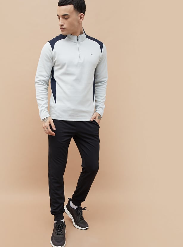 FAME FOREVER ACTIVE Contrast Panelled Mock Collar Sweatshirt
