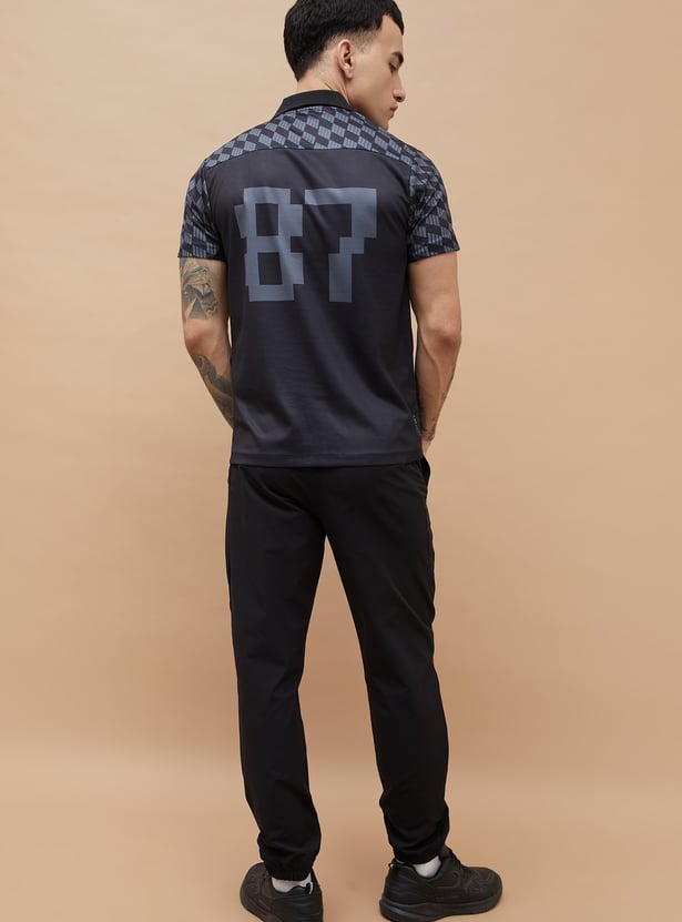 FAME FOREVER ACTIVE Checked Johnny Collar T-shirt