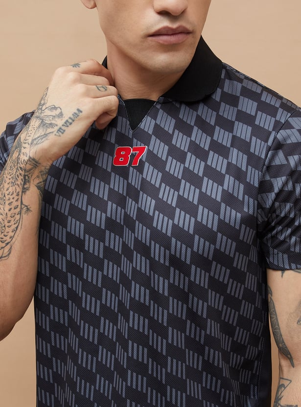 FAME FOREVER ACTIVE Checked Johnny Collar T-shirt