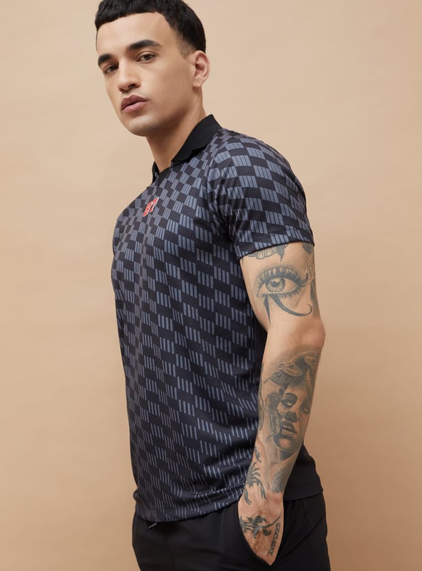 FAME FOREVER ACTIVE Checked Johnny Collar T-shirt
