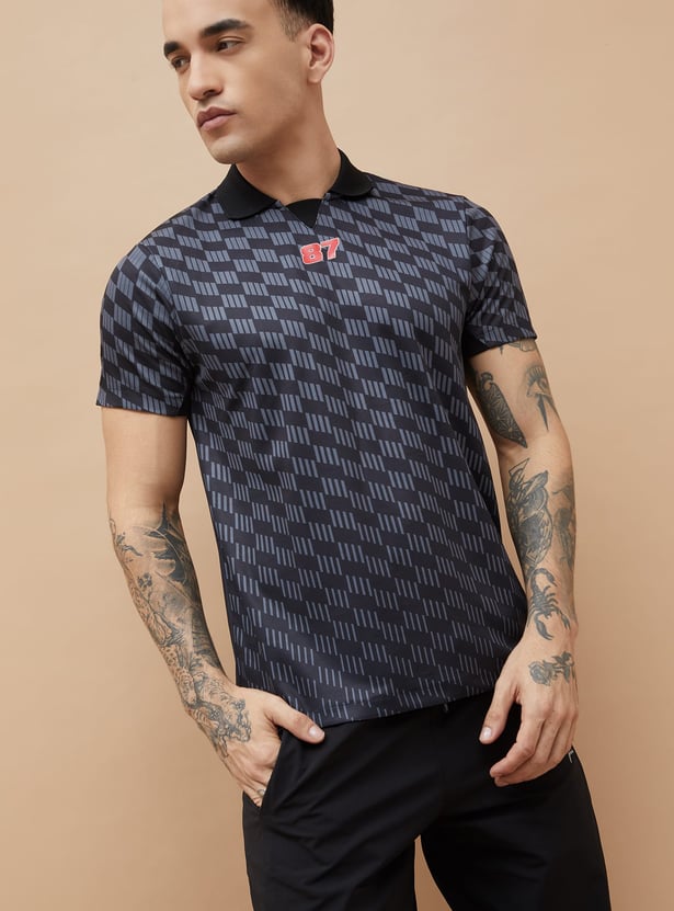 FAME FOREVER ACTIVE Checked Johnny Collar T-shirt