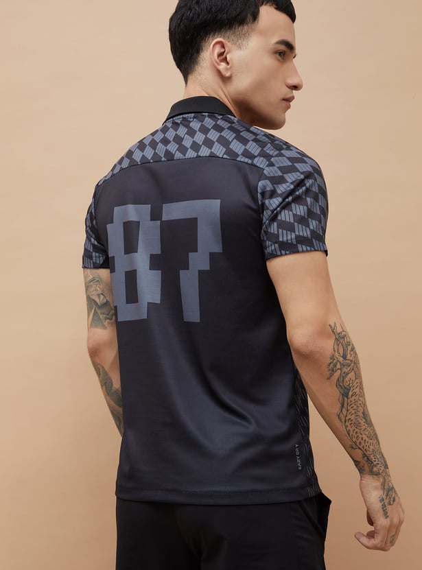 FAME FOREVER ACTIVE Checked Johnny Collar T-shirt