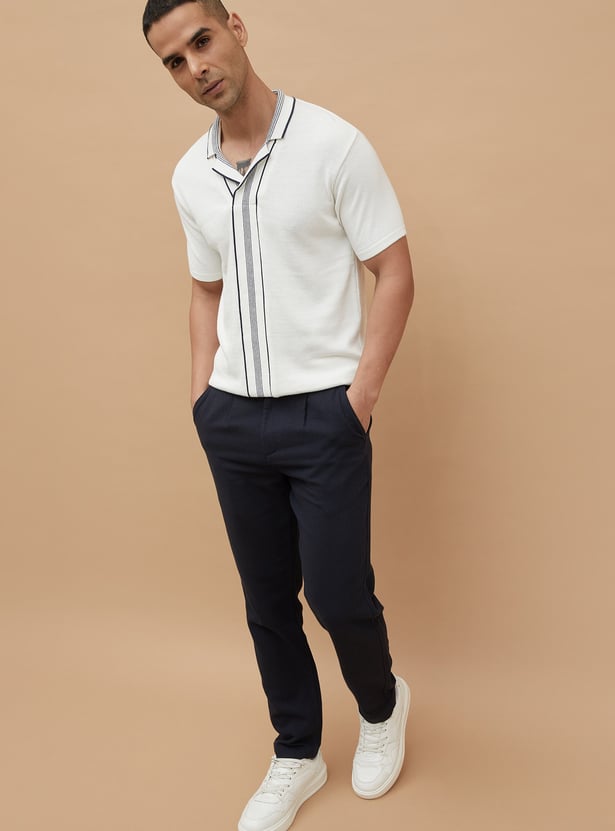CODE Striped Cuban Collar T-shirt
