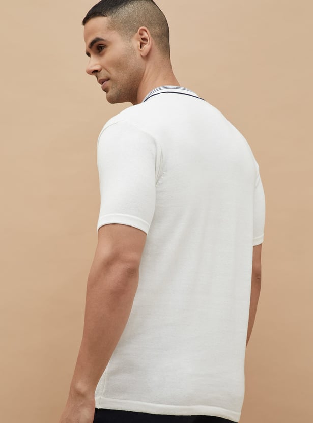 CODE Striped Cuban Collar T-shirt