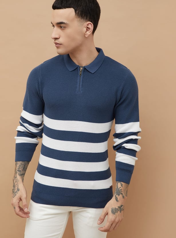 FAME FOREVER Striped Knit Sweater