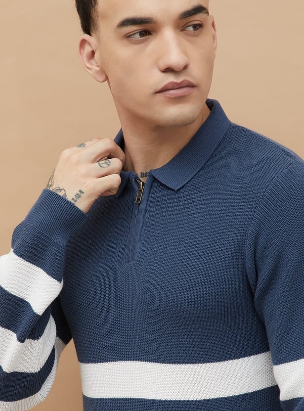 FAME FOREVER Striped Knit Sweater