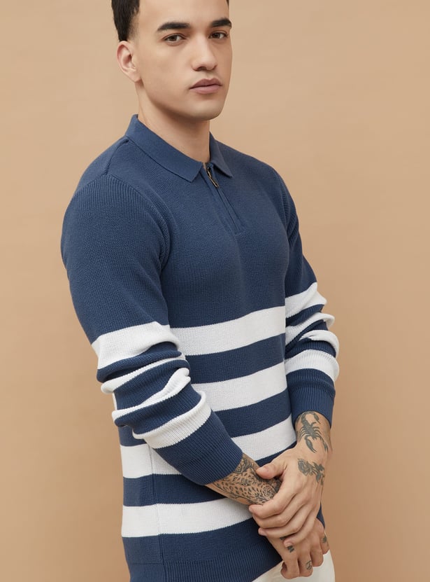 FAME FOREVER Striped Knit Sweater