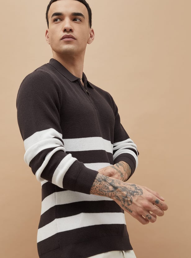 FAME FOREVER Striped Knit Sweater