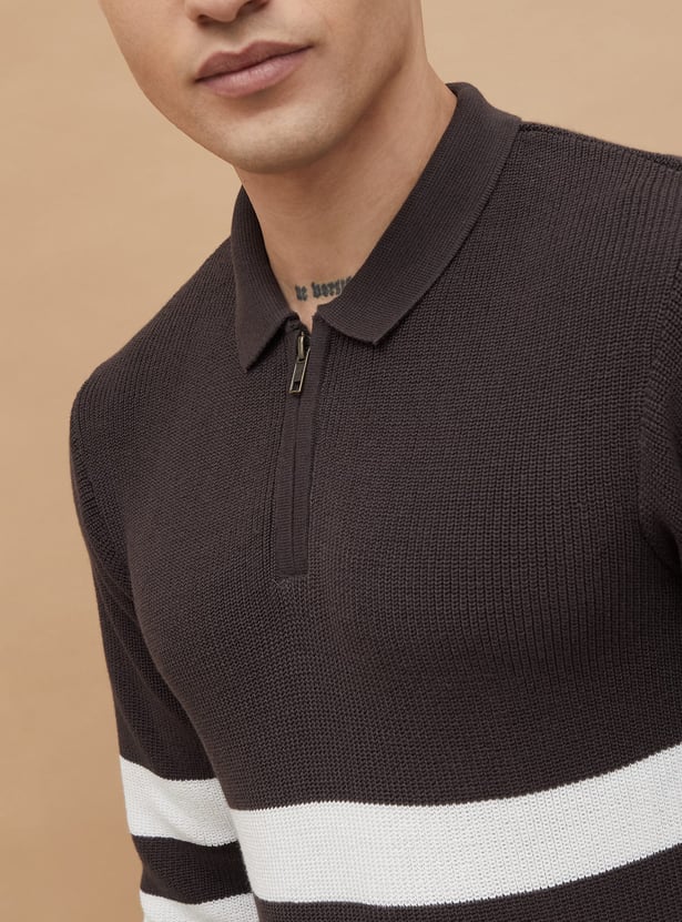FAME FOREVER Striped Knit Sweater