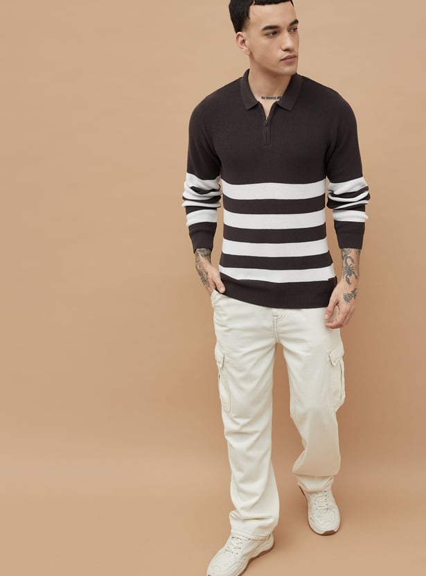 FAME FOREVER Striped Knit Sweater