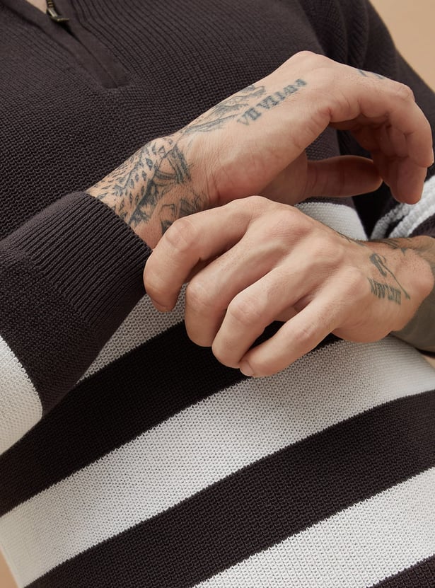 FAME FOREVER Striped Knit Sweater