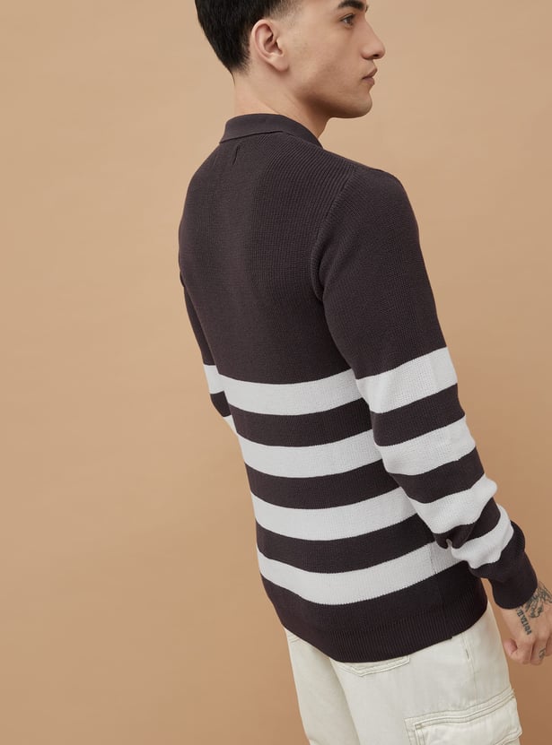 FAME FOREVER Striped Knit Sweater